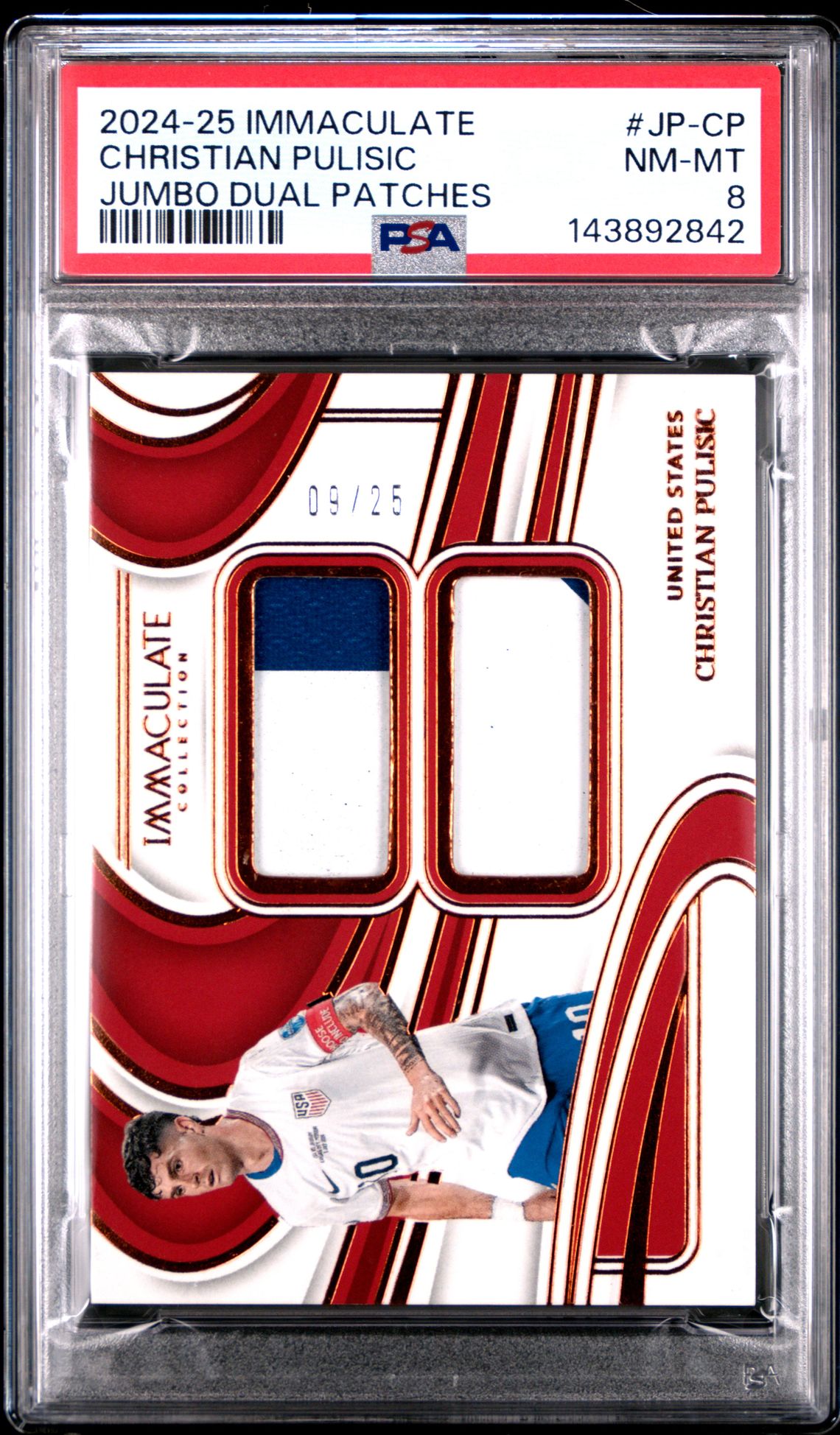 2024-25 Panini Immaculate Collection Jumbo Dual Patches Christian Pulisic #Jp-Cp Nm-Mt 8 front