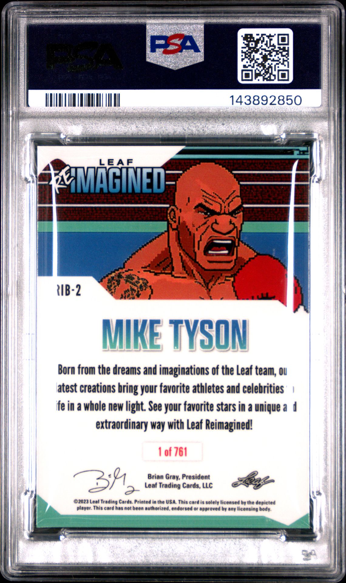 2023 Leaf Reimagined Mike Tyson #Rib2 (Reimagined) Gem Mt 10 back