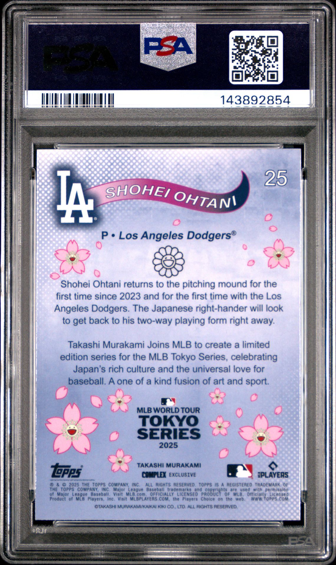 2025 Topps Takashi Murakami + Mlb World Tour Tokyo Series Shohei Ohtani #25 Mint 9 back