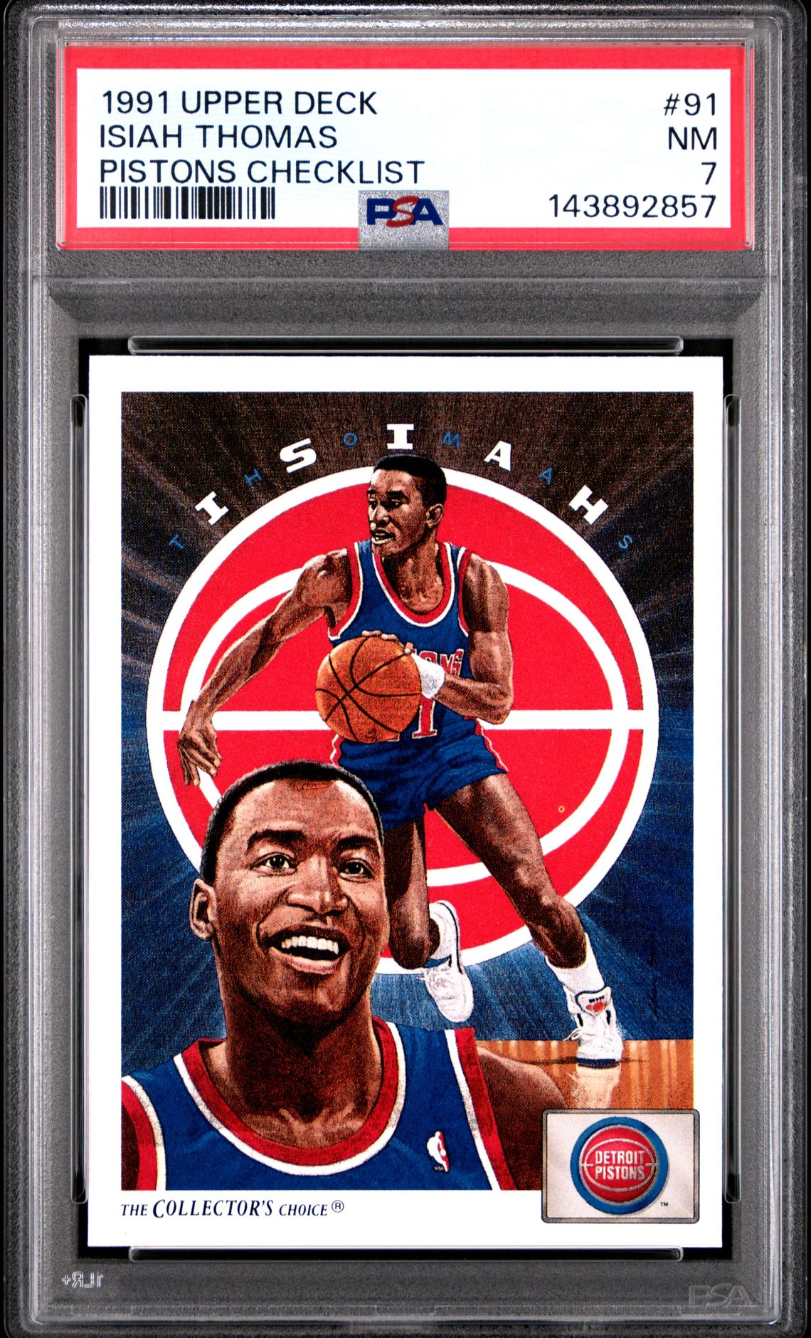 1991 Upper Deck Isiah Thomas #91 (Pistons Checklist) Nm 7 front