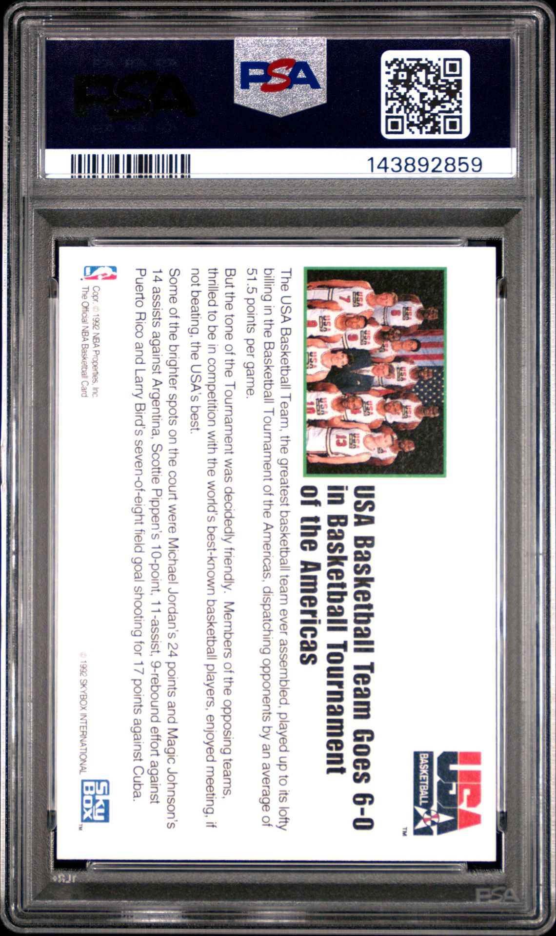1992 Hoops Usa Basketball Team Mint 9 back
