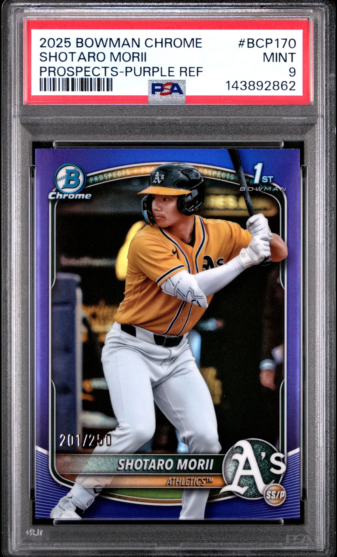 2025 Bowman Chrome Prospects Shotaro Morii #Bcp170 (Prospects-Purple Ref) Mint 9 front