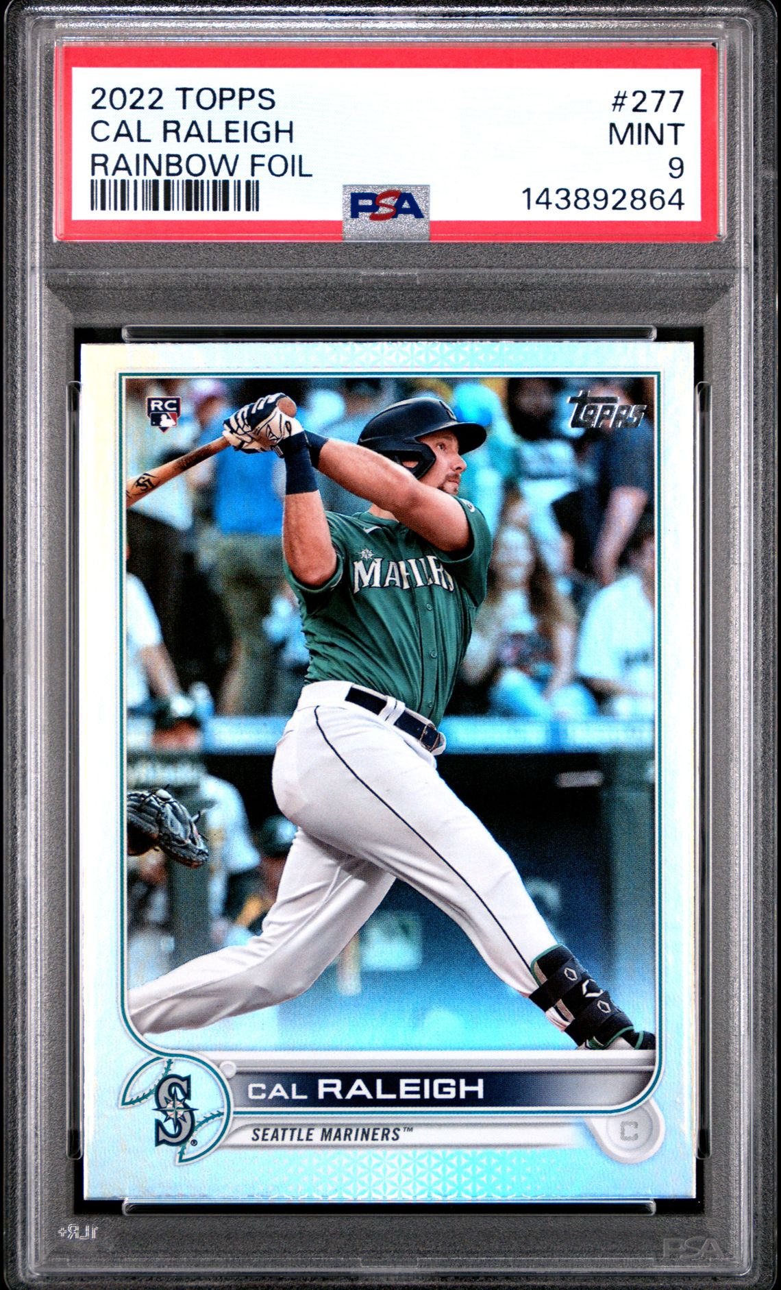 2022 Topps Cal Raleigh #277 (Rainbow Foil) Mint 9 front