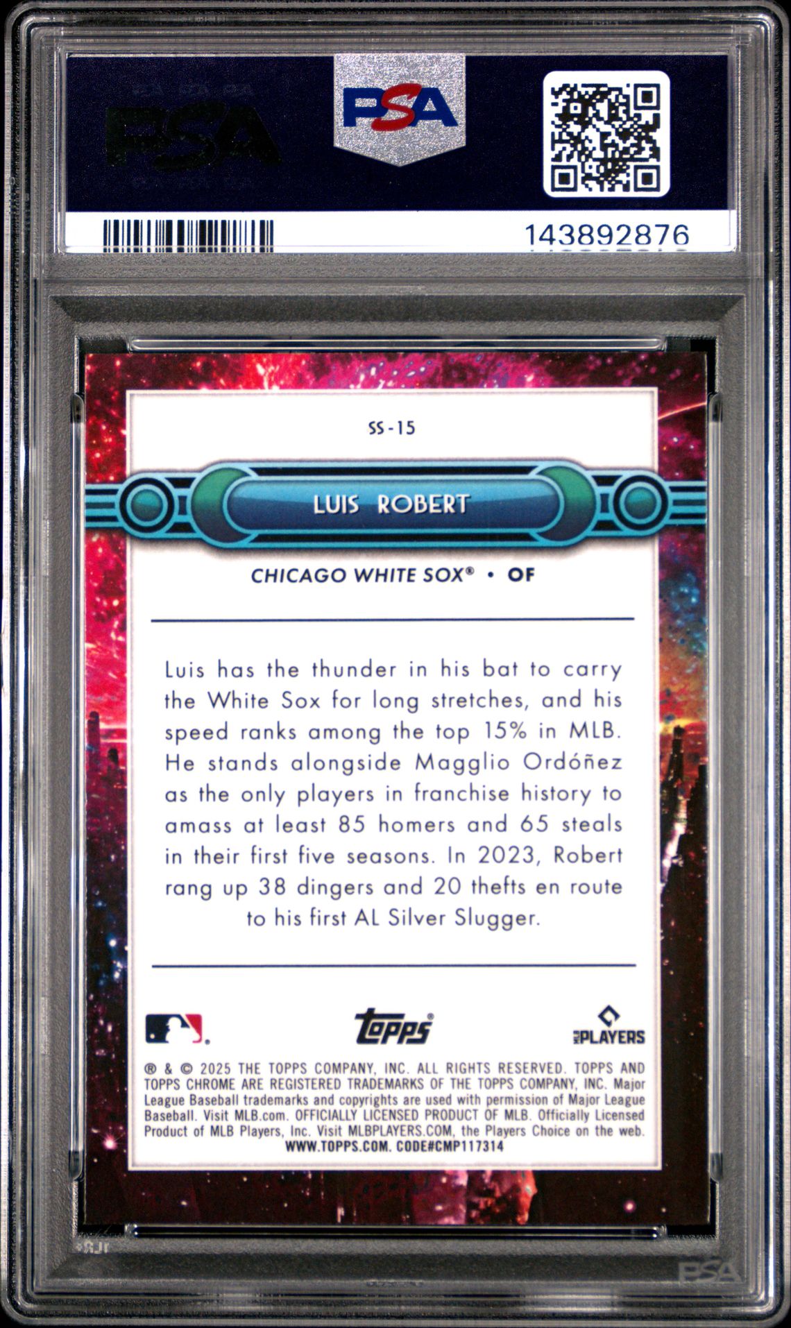 2025 Topps Swinging For The Stars Luis Robert #Ss15 Gem Mt 10 back