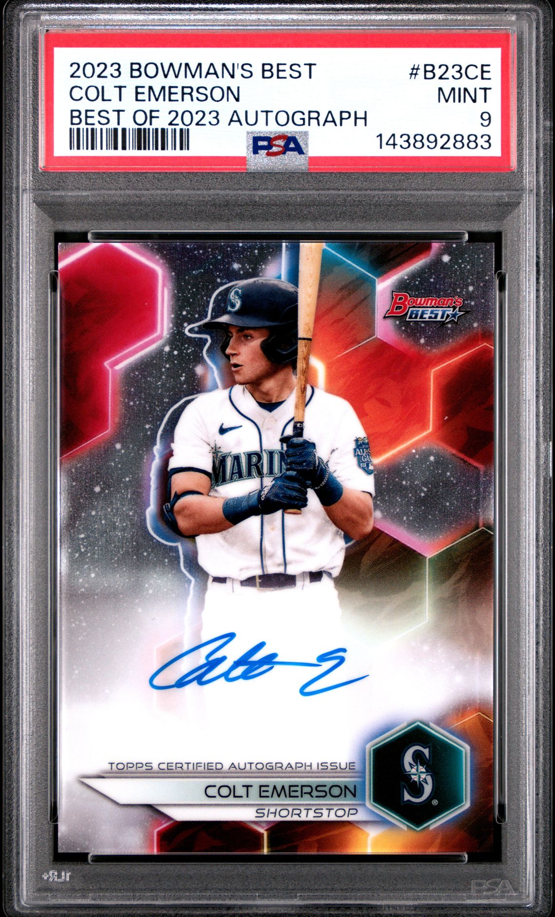 2023 Bowman's Best Best Of 2023 Autographs Colt Emerson #B23Ce Mint 9 front