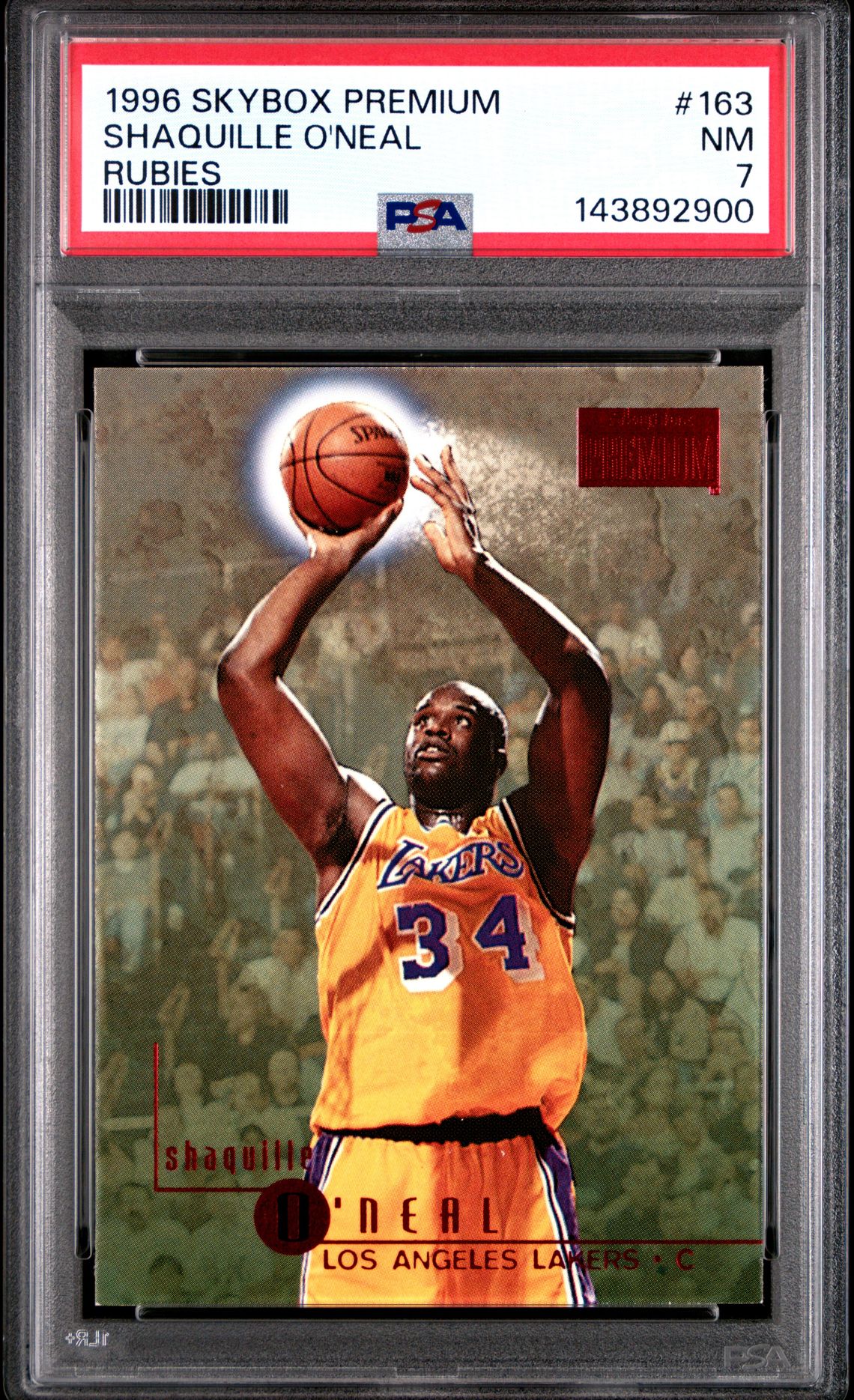1996 Skybox Premium Shaquille O'neal #163 (Rubies) Nm 7 front
