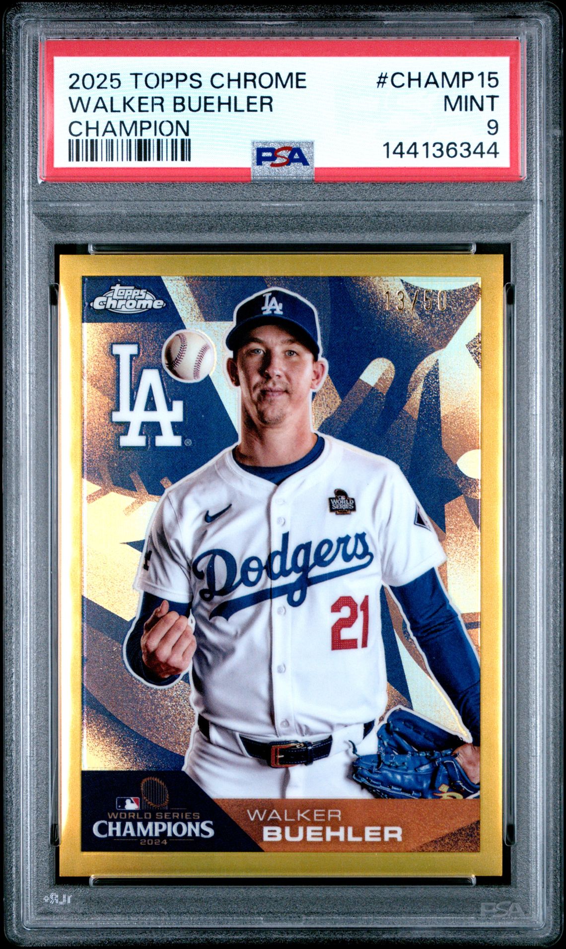2025 Topps Chrome Champion Walker Buehler #Champ15 Mint 9 front