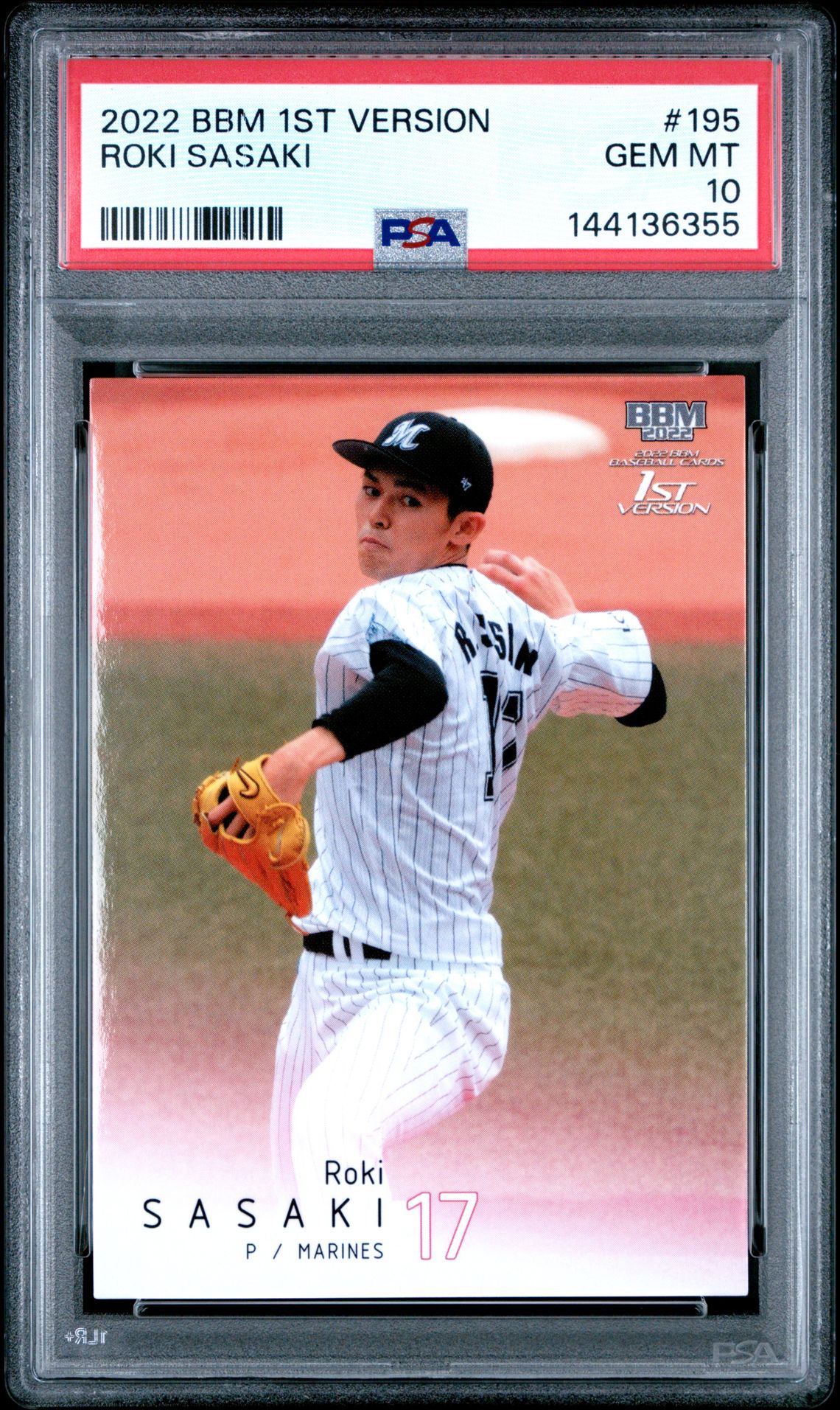 2022 Bbm 1St Version Roki Sasaki #195 Gem Mt 10 front