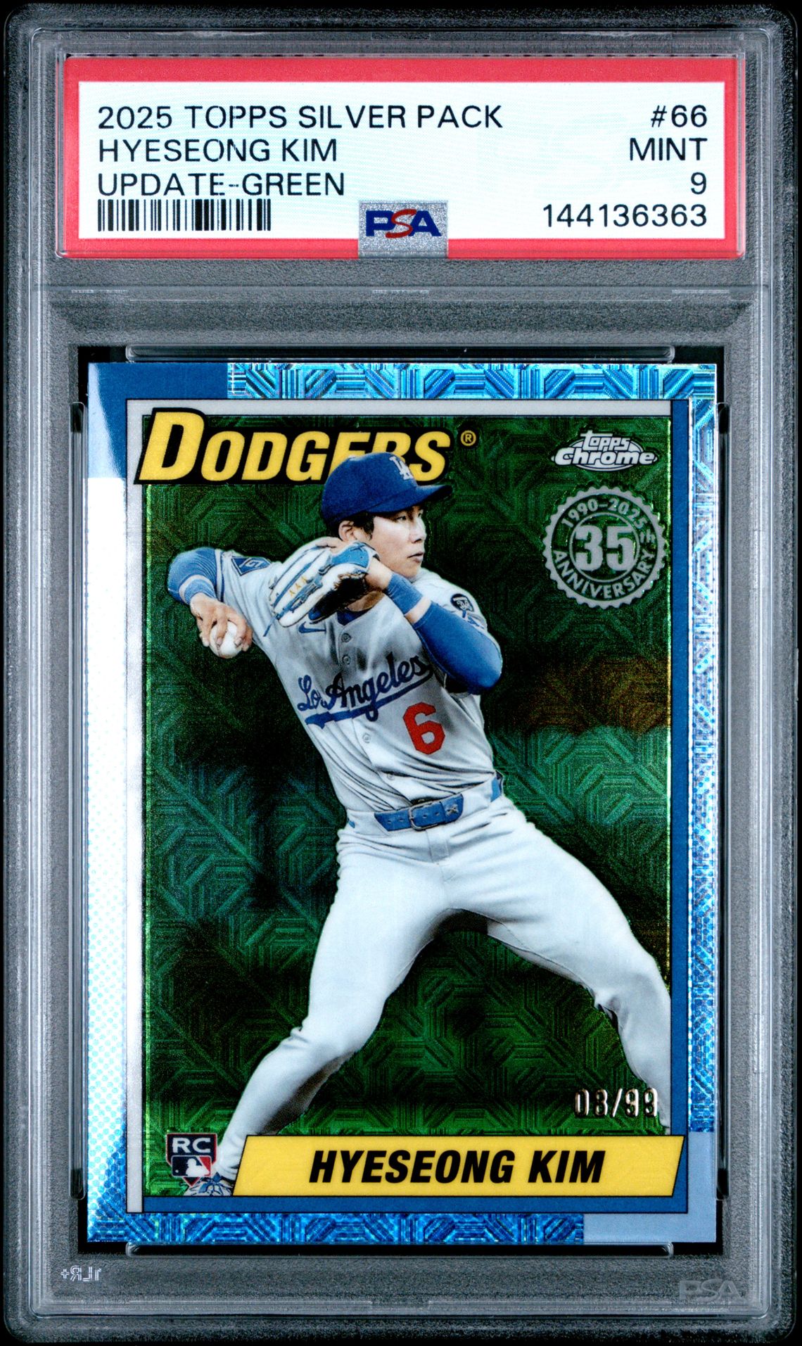 2025 Topps Update Silver Pack 1990 Chrome Promo Hyeseong Kim #66 (Update-Green) Mint 9 front