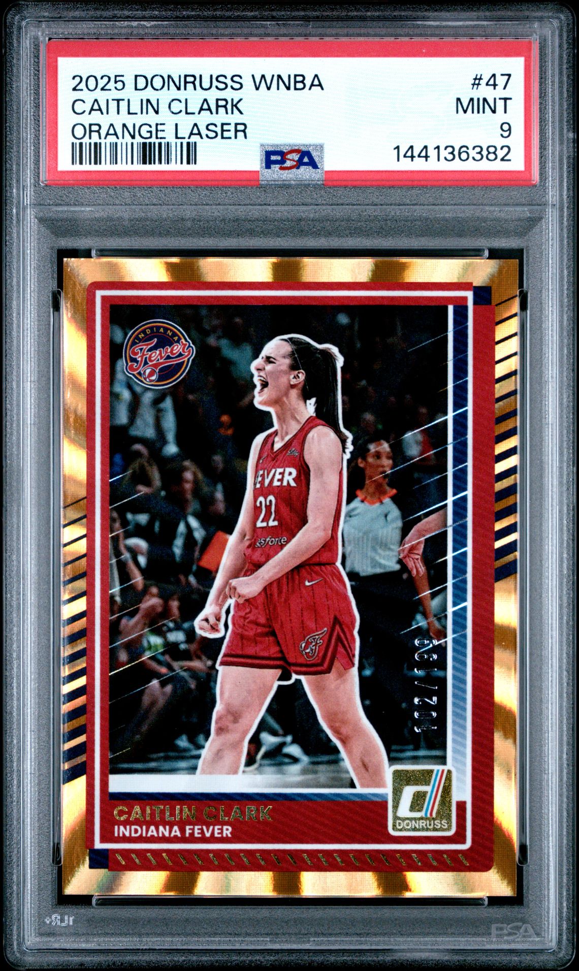 2025 Panini Donruss Wnba Caitlin Clark #47 (Orange Laser) Mint 9 front