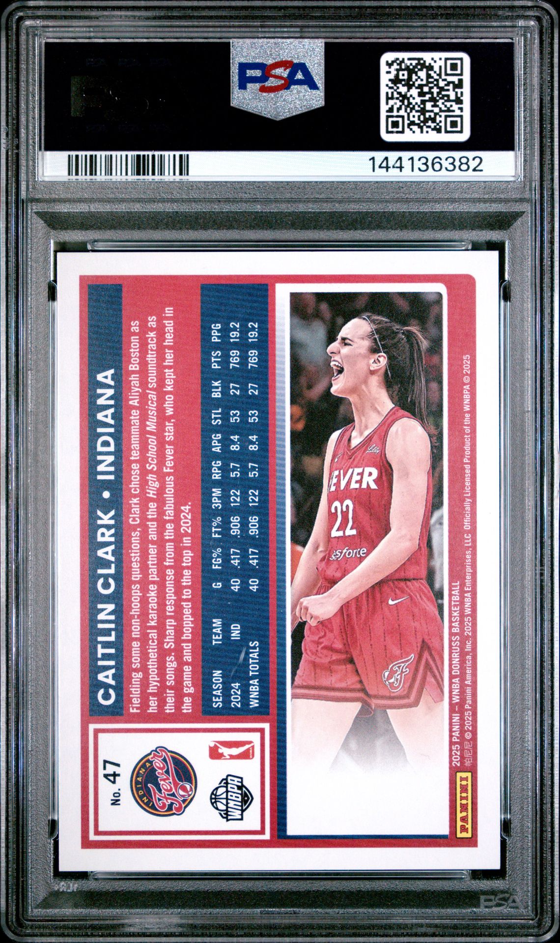 2025 Panini Donruss Wnba Caitlin Clark #47 (Orange Laser) Mint 9 back