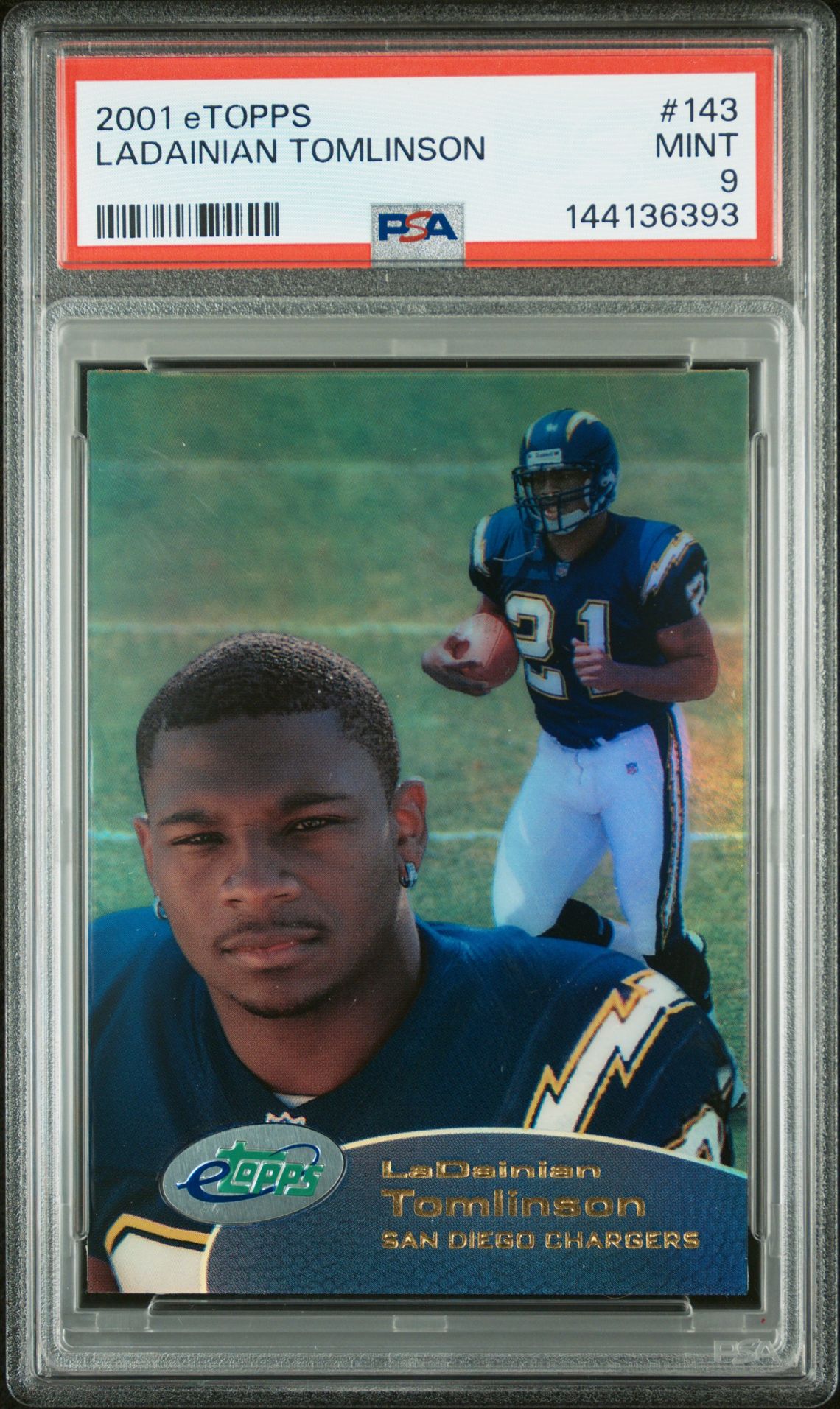 2001 Etopps Ladainian Tomlinson #143 Mint 9 front