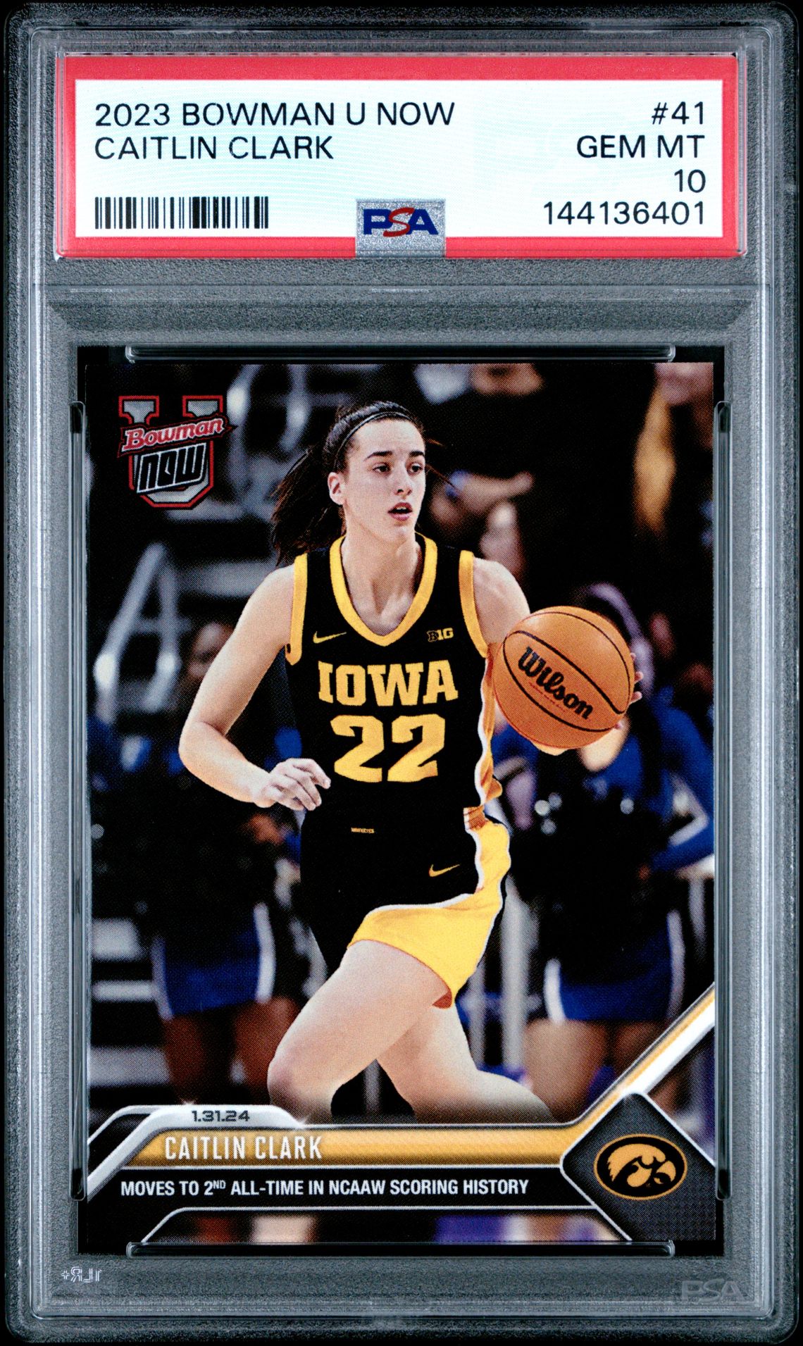 2023 Bowman U Now Caitlin Clark #41 Gem Mt 10 front