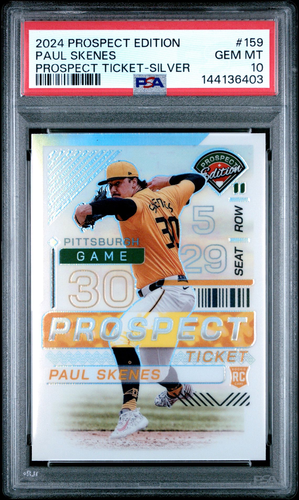 2024 Panini Prospect Edition Prospect Ticket Paul Skenes #159 (Prospect Ticket-Silver) Gem Mt 10 front