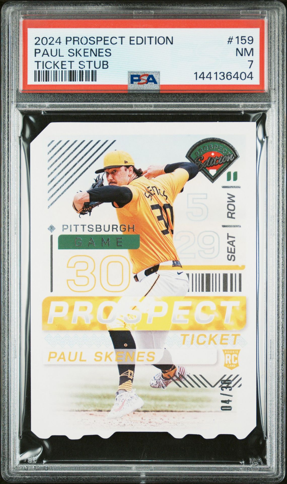 2024 Panini Prospect Edition Paul Skenes #159 (Ticket Stub) Nm 7 front