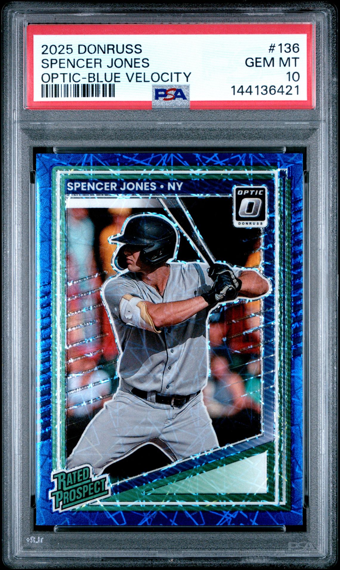 2025 Panini Donruss Spencer Jones #136 (Optic-Blue Velocity) Gem Mt 10 front