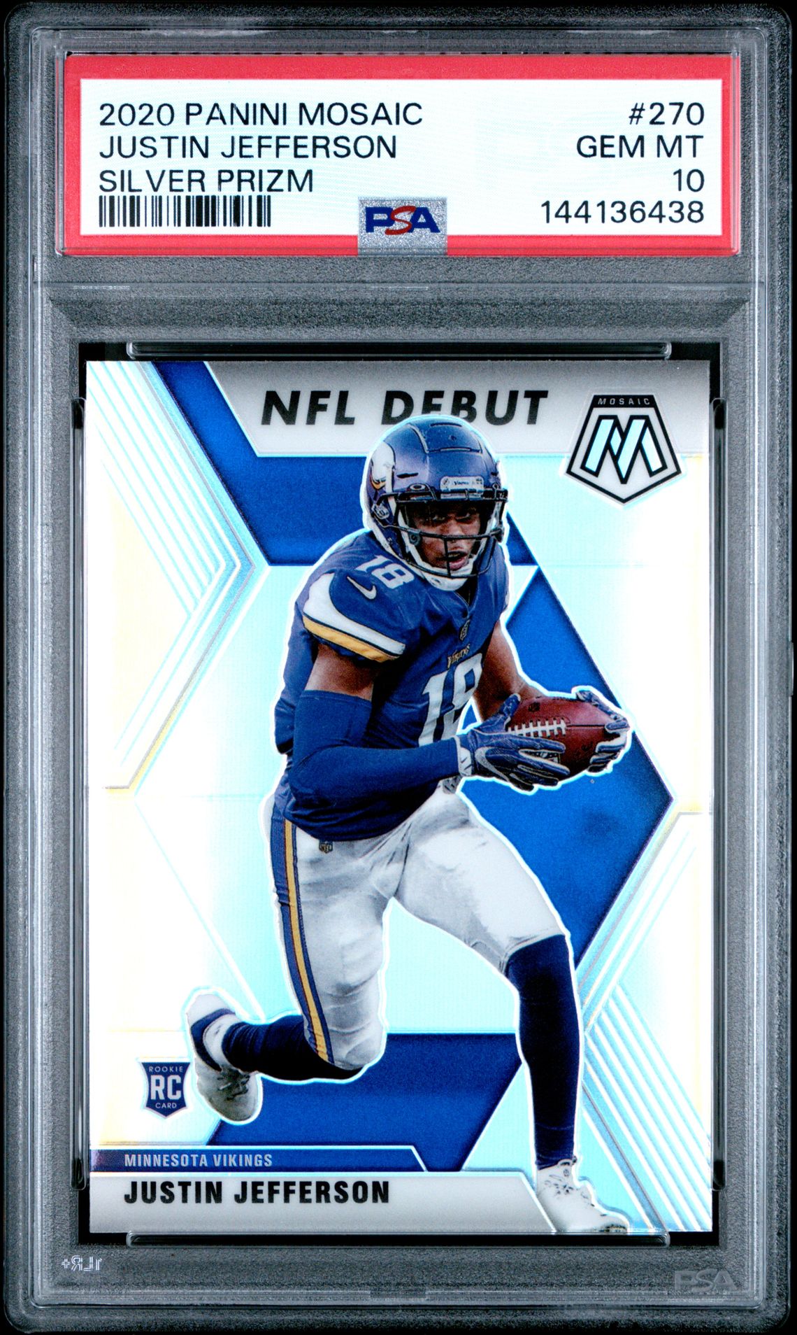 2020 Panini Mosaic Justin Jefferson #270 (Silver Prizm) Gem Mt 10 front