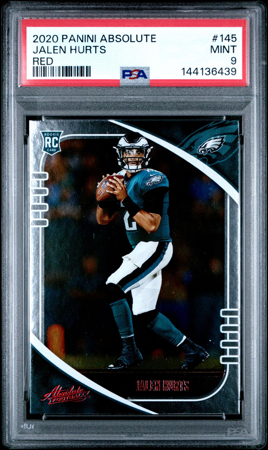2020 Panini Absolute Jalen Hurts #145 (Red) Mint 9 front