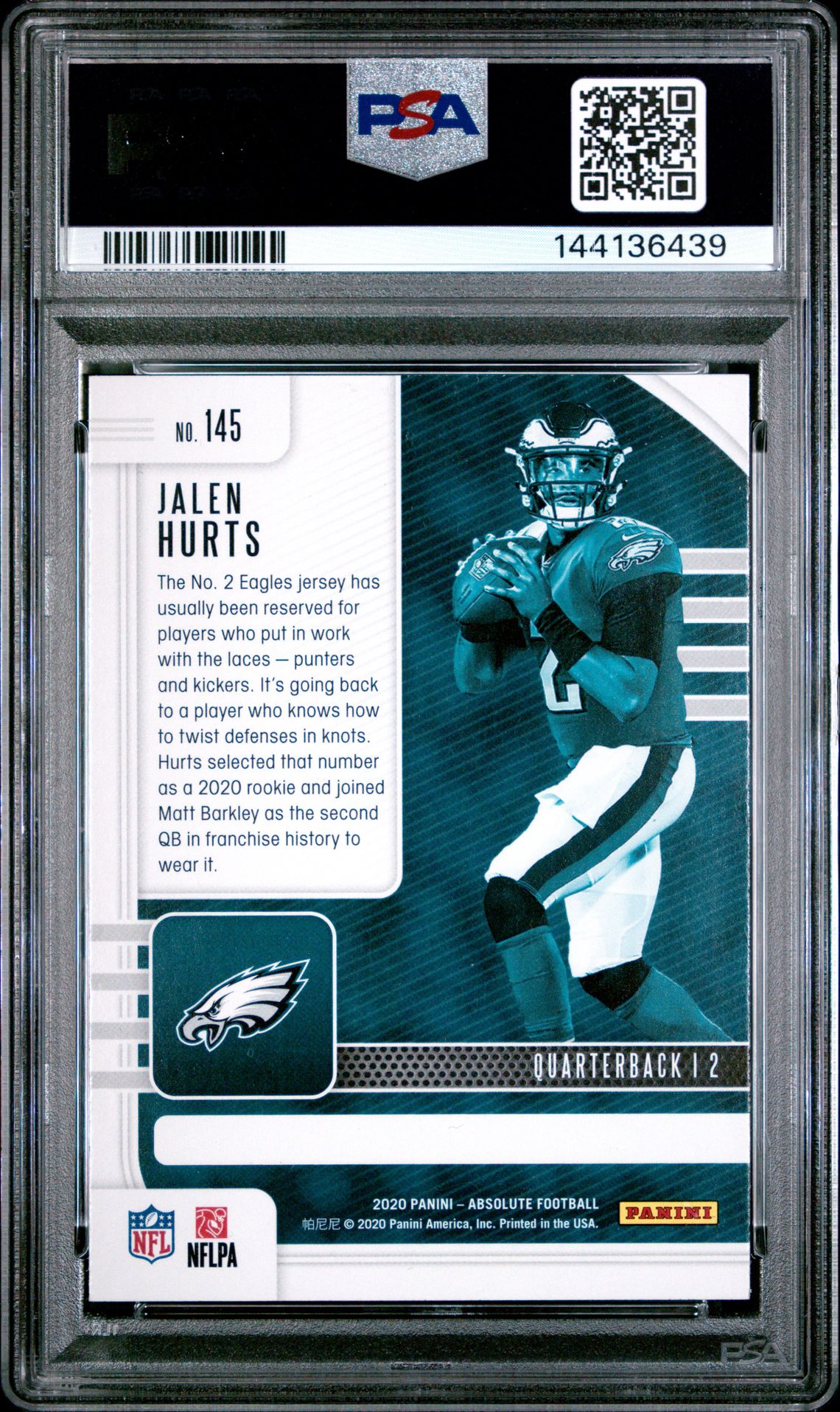 2020 Panini Absolute Jalen Hurts #145 (Red) Mint 9 back