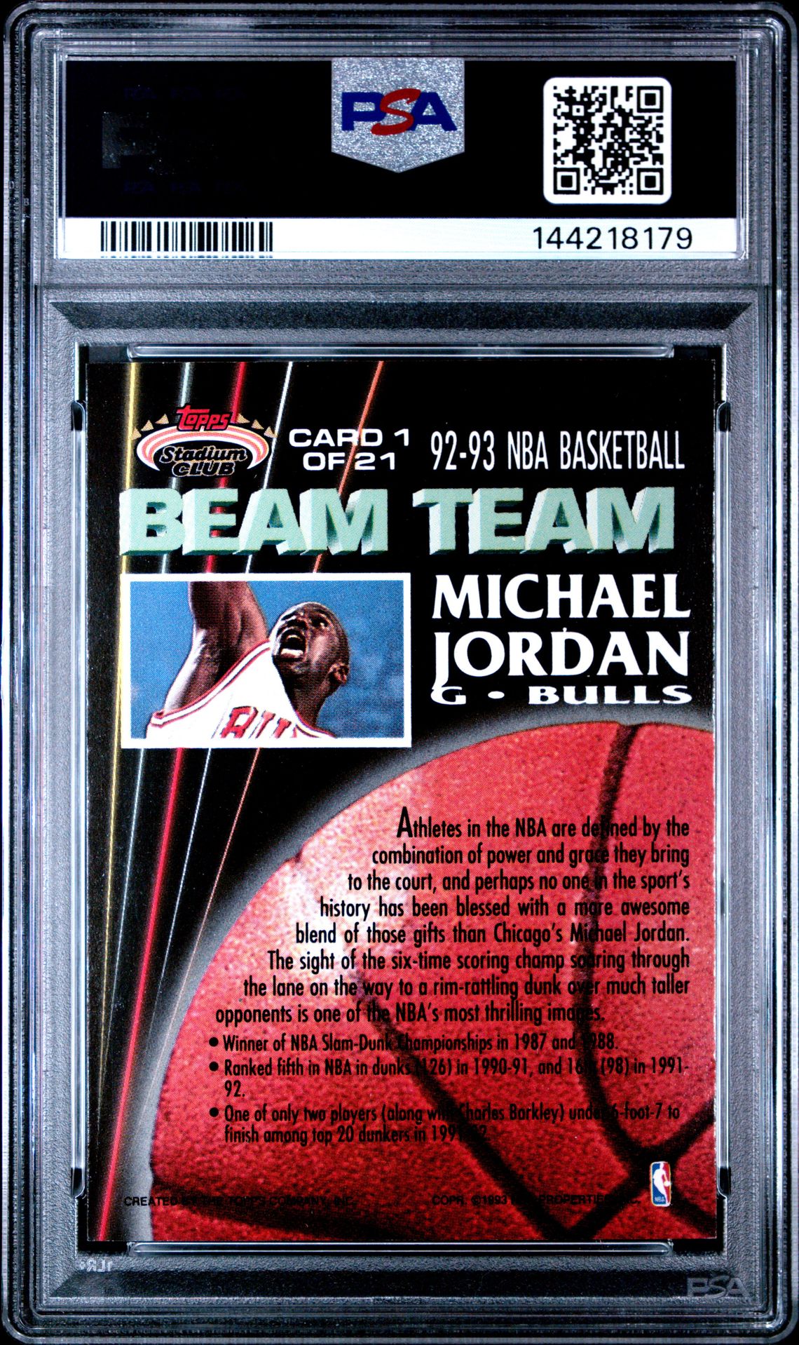 1992 Stadium Club Beam Team Michael Jordan #1 (Beam Team) Nm-Mt 8 back
