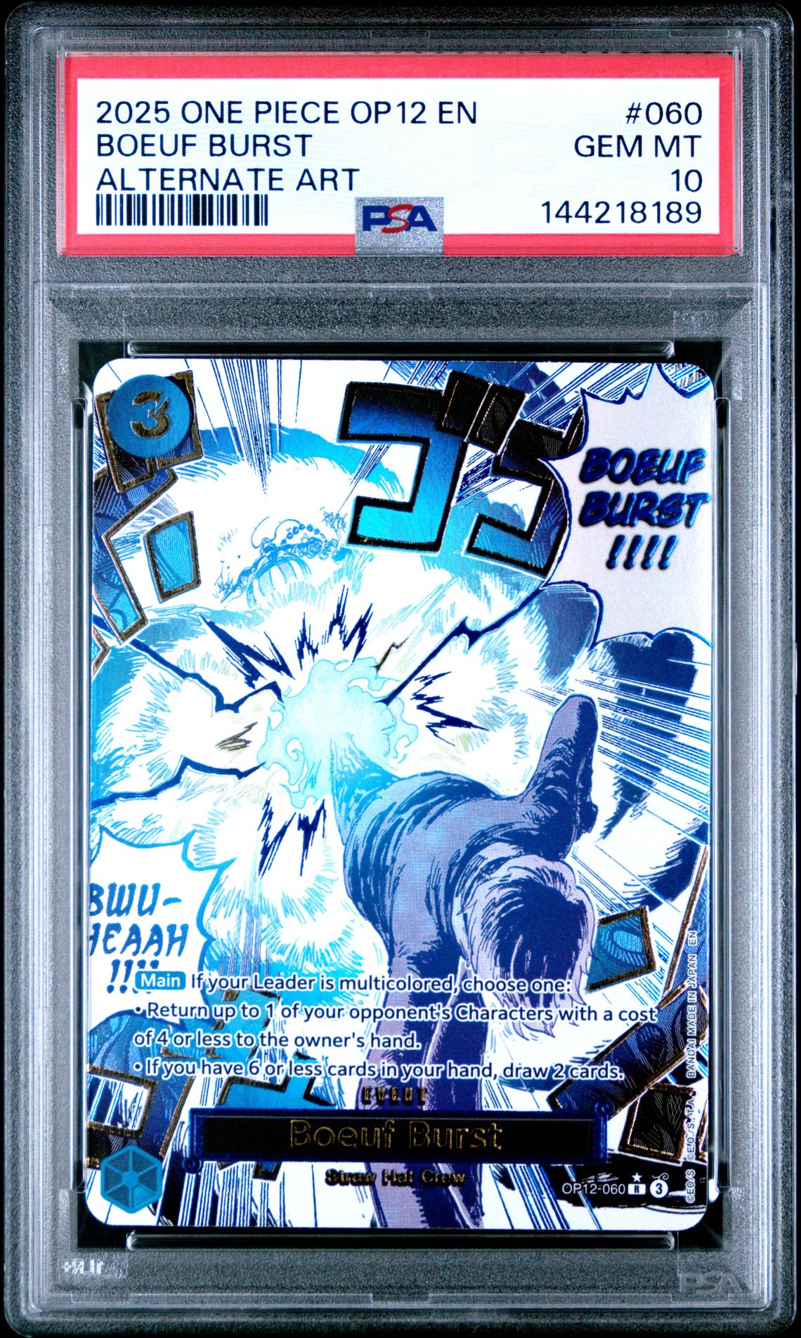 2025 One Piece Op12-Legacy Of The Master Boeuf Burst #060 (Alternate Art) Gem Mt 10 front