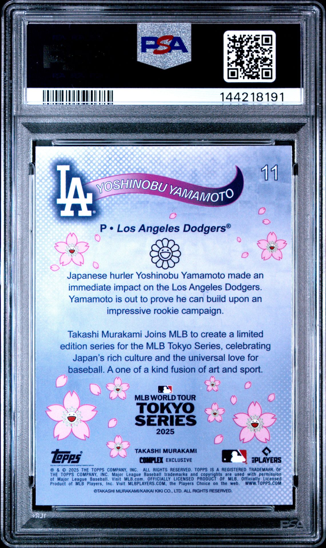 2025 Topps Takashi Murakami + Mlb World Tour Tokyo Series Yoshinobu Yamamoto #11 Mint 9 back