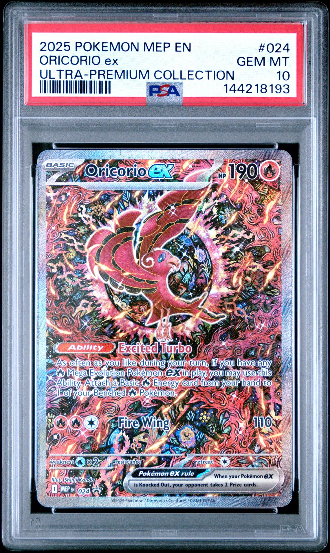 2025 Pokemon Mep En-Me Black Star Promo Oricorio Ex #024 (Ultra-Premium Collection) Gem Mt 10 front