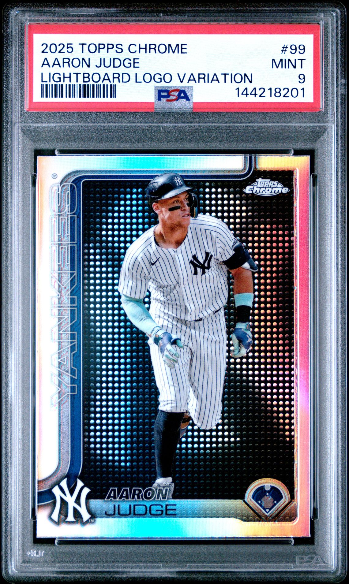 2025 Topps Chrome Aaron Judge #99 (Lightboard Logo Variation) Mint 9 front