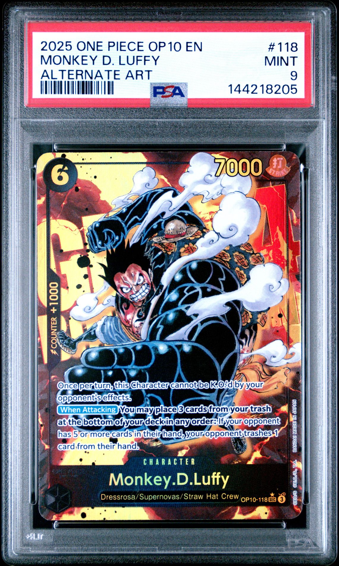 2025 One Piece Op10-Royal Blood Monkey D. Luffy #118 (Alternate Art) Mint 9 front