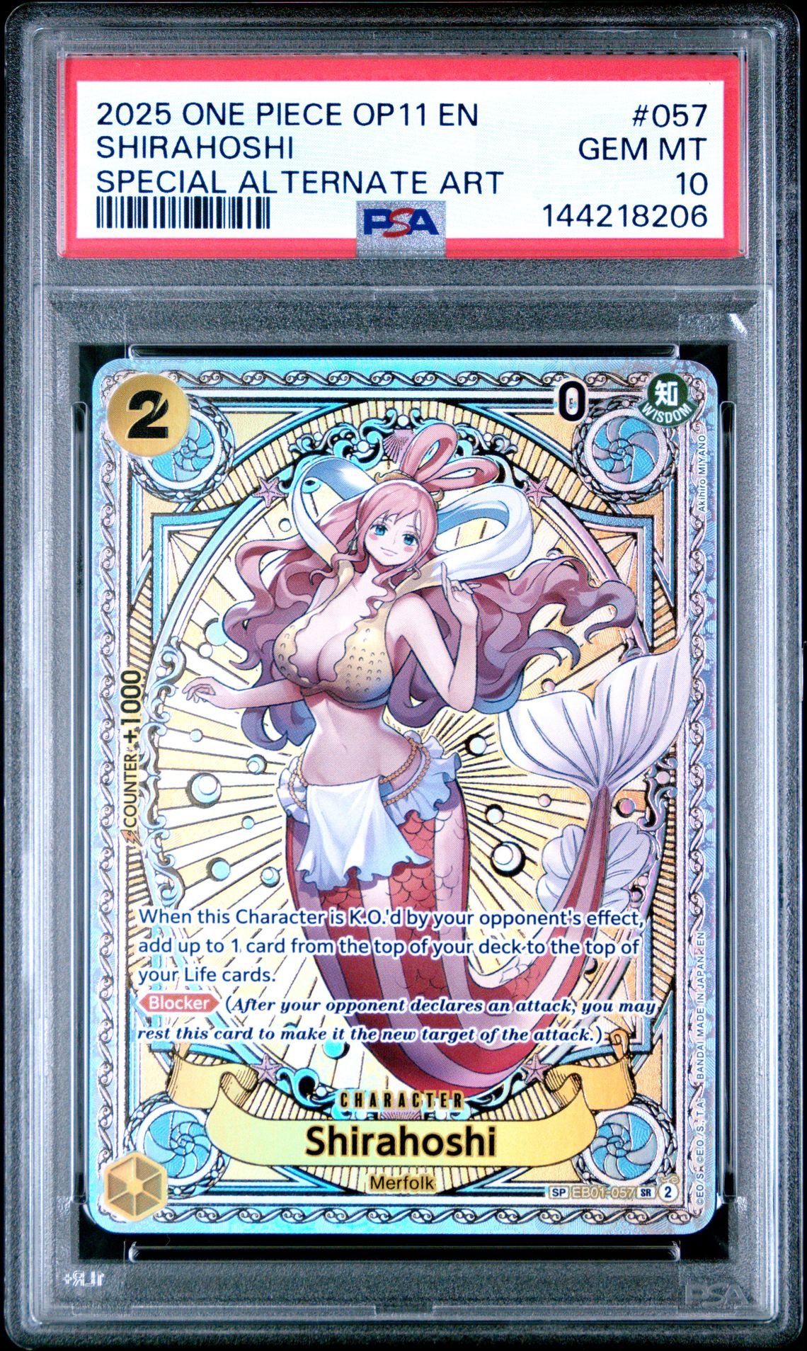 2025 One Piece Op11-A Fist Of Divine Speed Shirahoshi #057 (Special Alternate Art) Gem Mt 10 front
