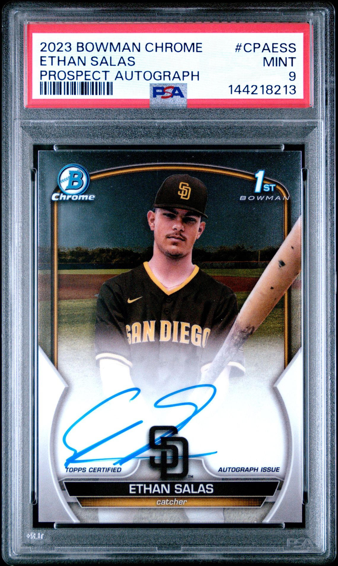 2023 Bowman Chrome Prospect Autographs Ethan Salas #Cpaess (Prospect Autograph) Mint 9 front