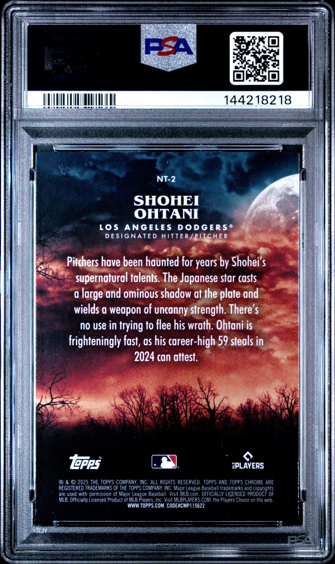 2025 Topps Chrome Update Night Terrors Shohei Ohtani #2 (Night Terrors-Geometric) Gem Mt 10 back