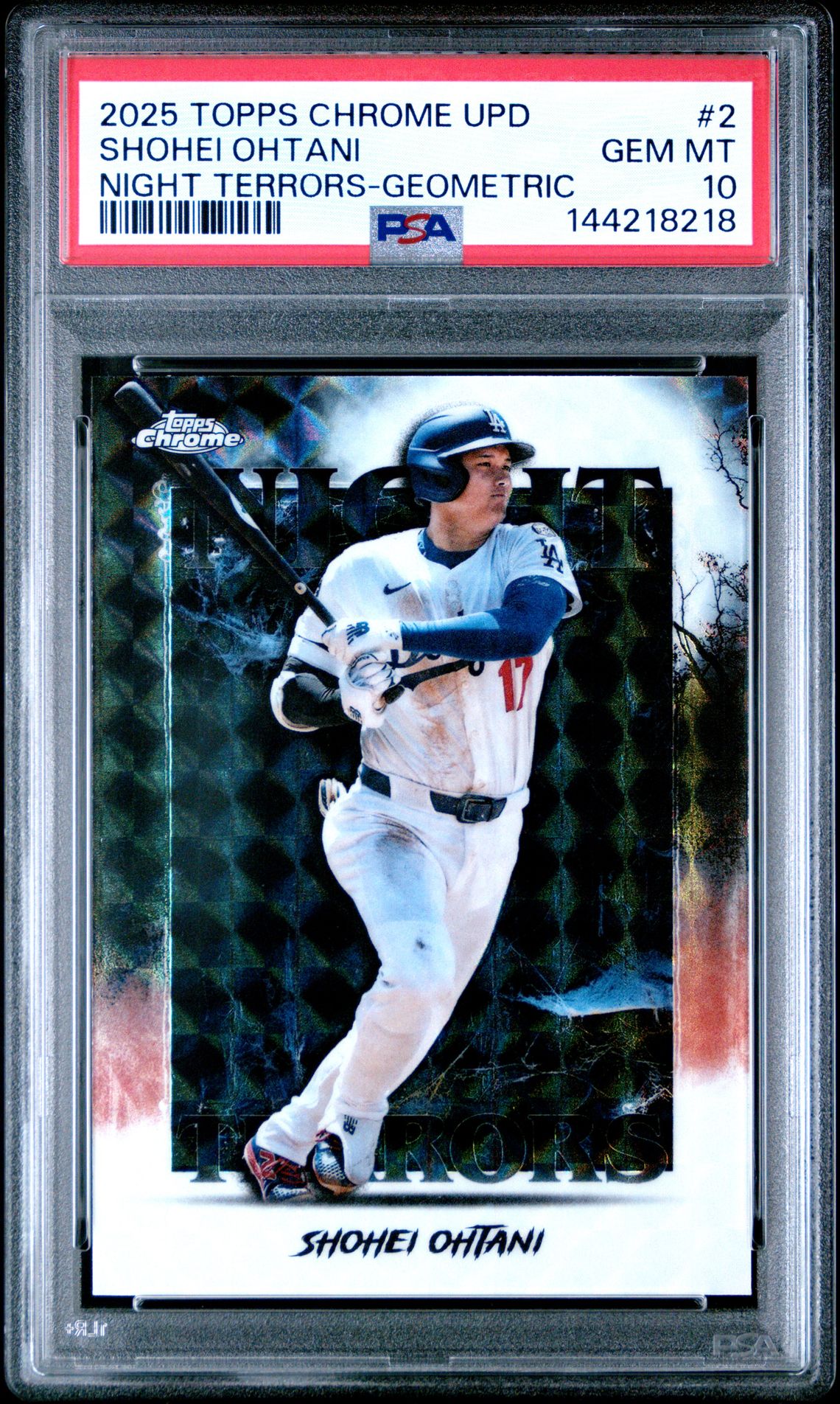 2025 Topps Chrome Update Night Terrors Shohei Ohtani #2 (Night Terrors-Geometric) Gem Mt 10 front