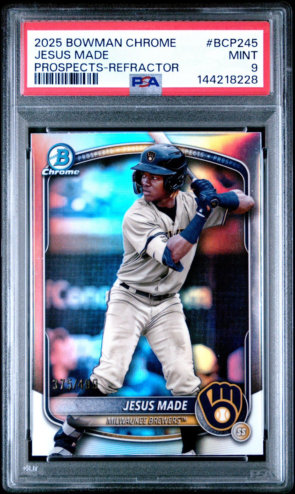 2025 Bowman Chrome Prospects Jesus Made #Bcp245 (Prospects-Refractor) Mint 9 front