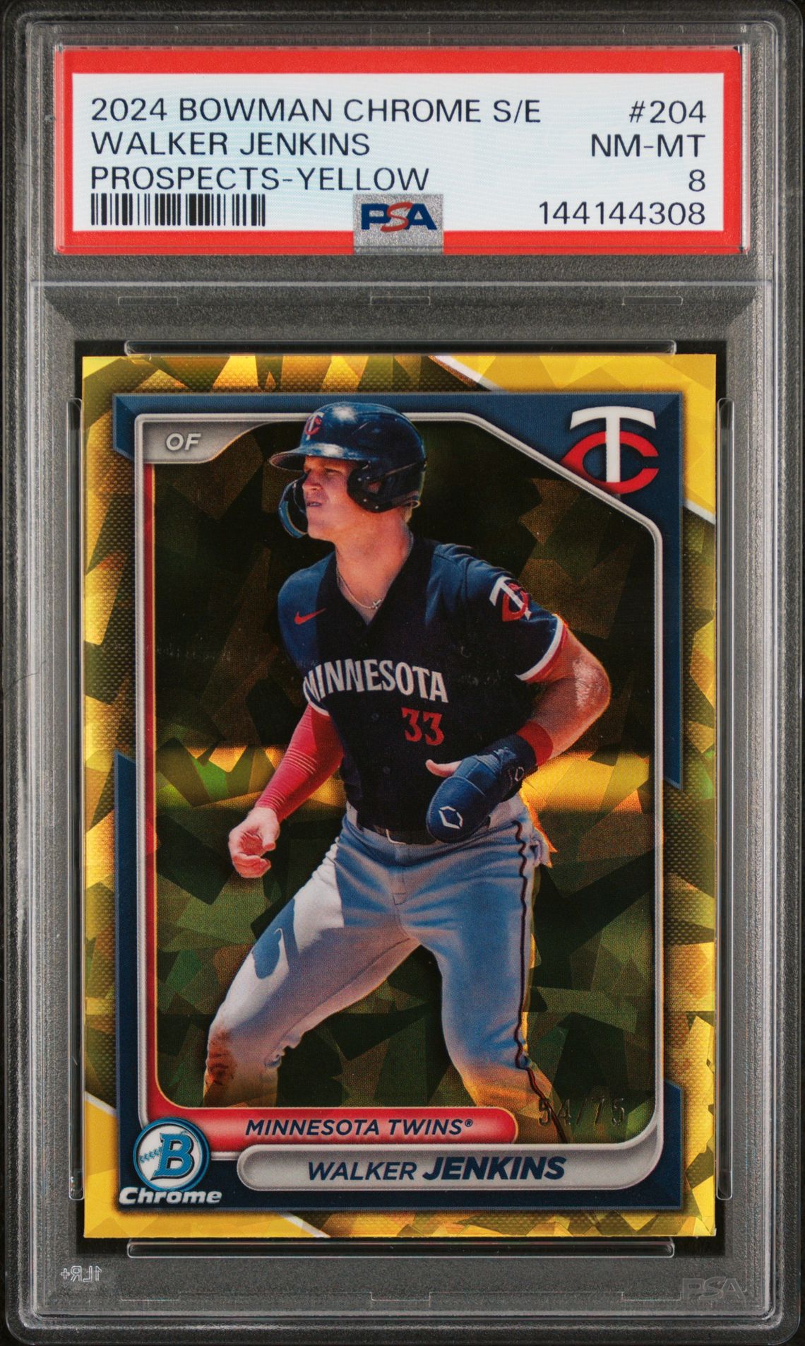 2024 Bowman Chrome BOWMAN CHROME SAPPHIRE EDITION PROSPECTS YELLOW #204 Walker Jenkins front