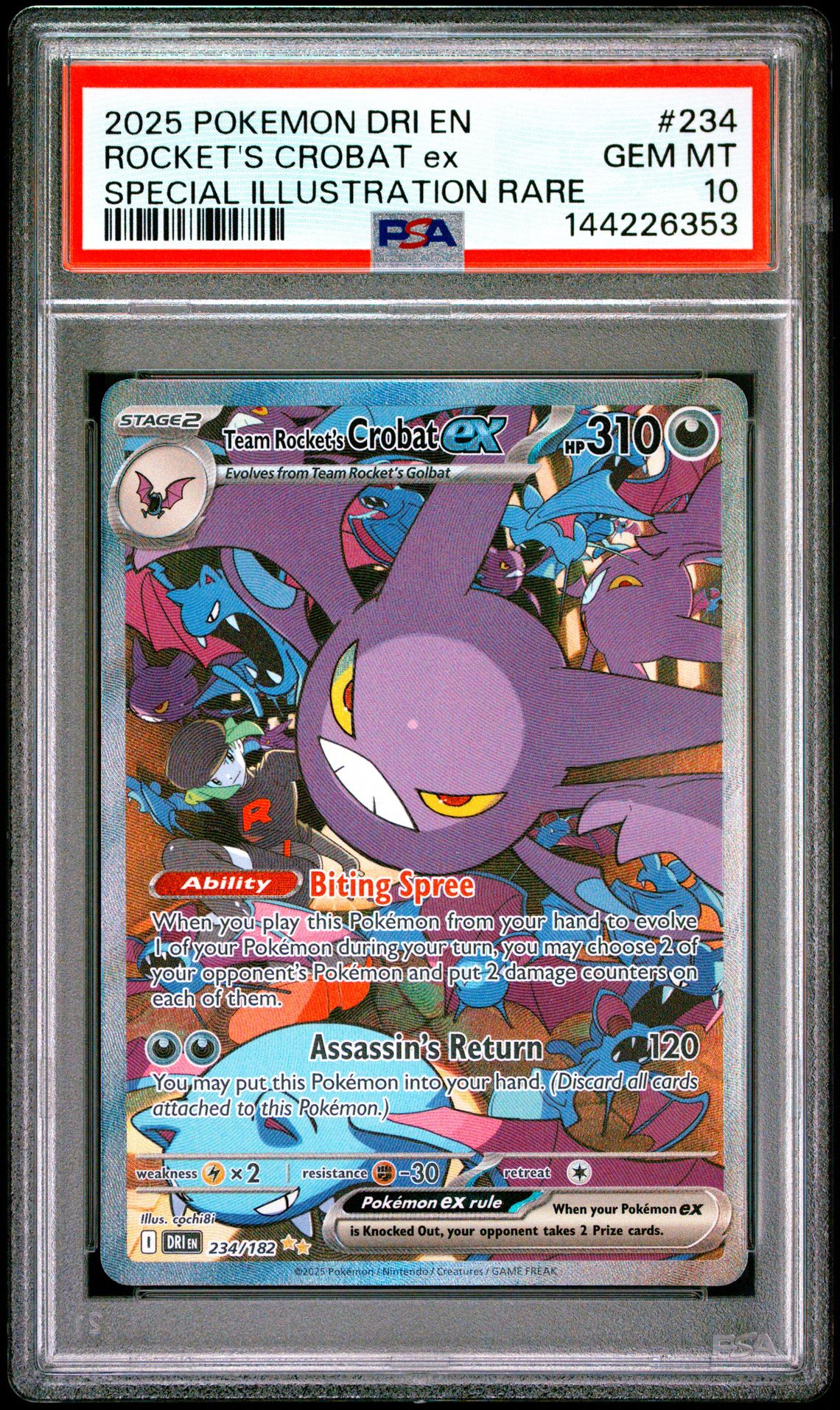 2025 Pokemon POKEMON DRI EN-DESTINED RIVALS SPECIAL ILLUSTRATION RARE #234 Rocket's Crobat EX front