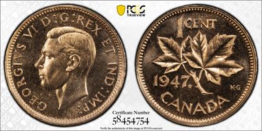 1947 1C Maple Leaf SP65RD