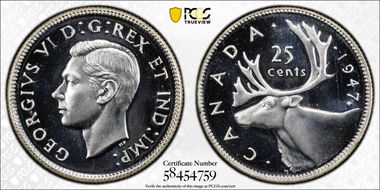 1947 25C Maple Leaf SP67+