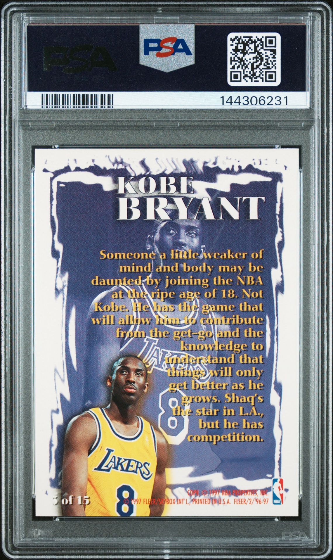 1996 Fleer Rookie Sensations Kobe Bryant #3 (Rookie Sensations) Nm-Mt 8 back