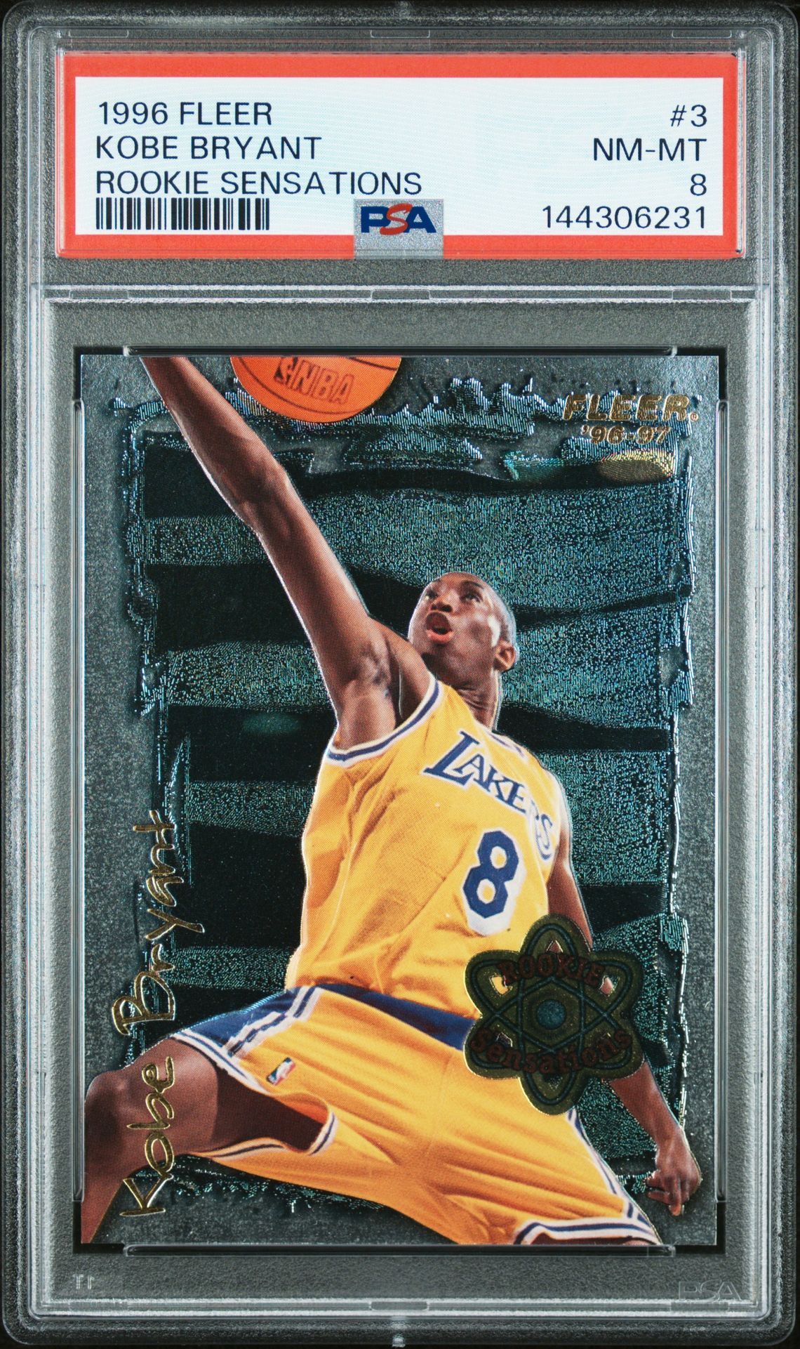 1996 Fleer Rookie Sensations Kobe Bryant #3 (Rookie Sensations) Nm-Mt 8 front