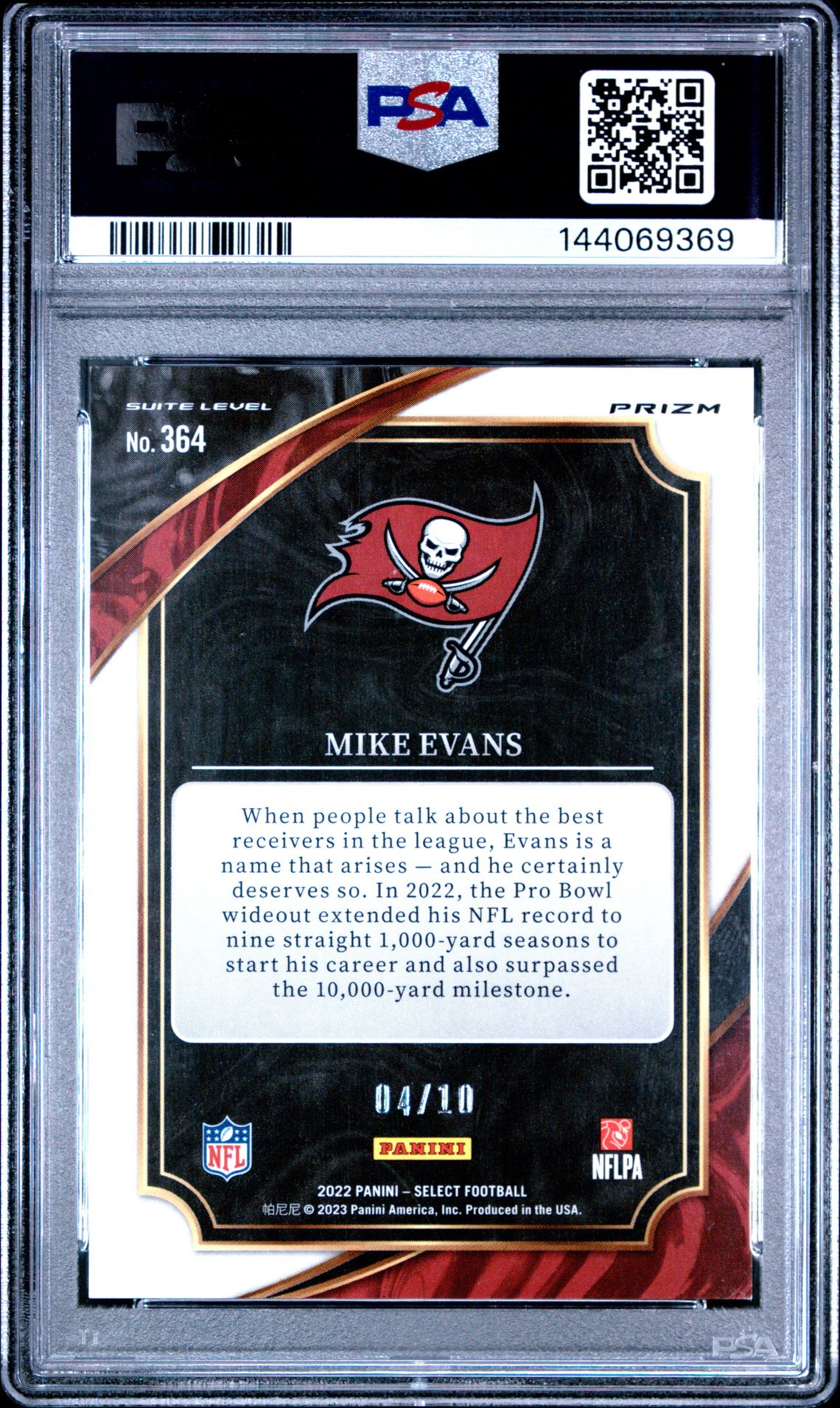 2022 Panini Select Mike Evans #364 (Gold Disco Prizm) Mint 9 back