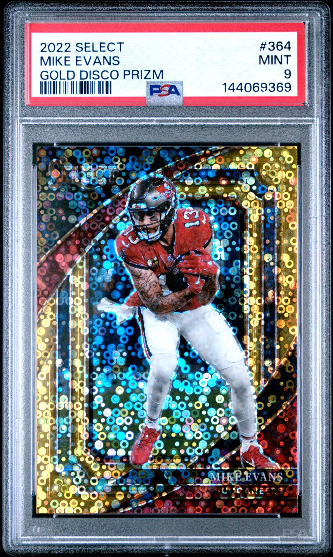 2022 Panini Select Mike Evans #364 (Gold Disco Prizm) Mint 9 front