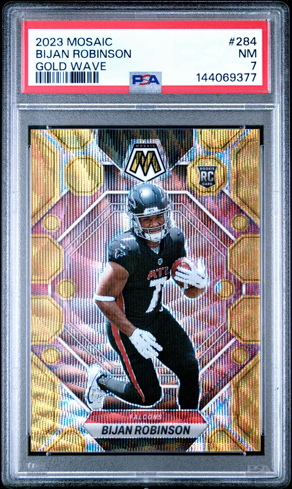 2023 Panini Mosaic Bijan Robinson #284 (Gold Wave) Nm 7 front