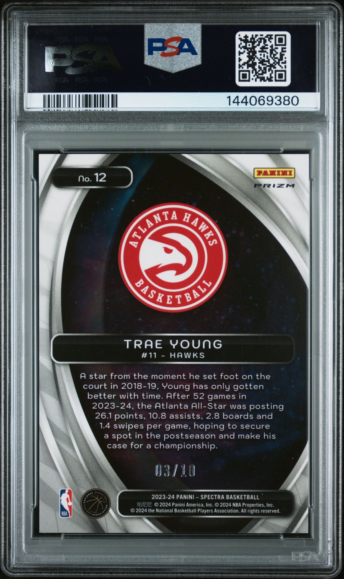 2023 Panini Spectra Titan Trae Young #12 (Titan-Gold) Nm-Mt 8 back
