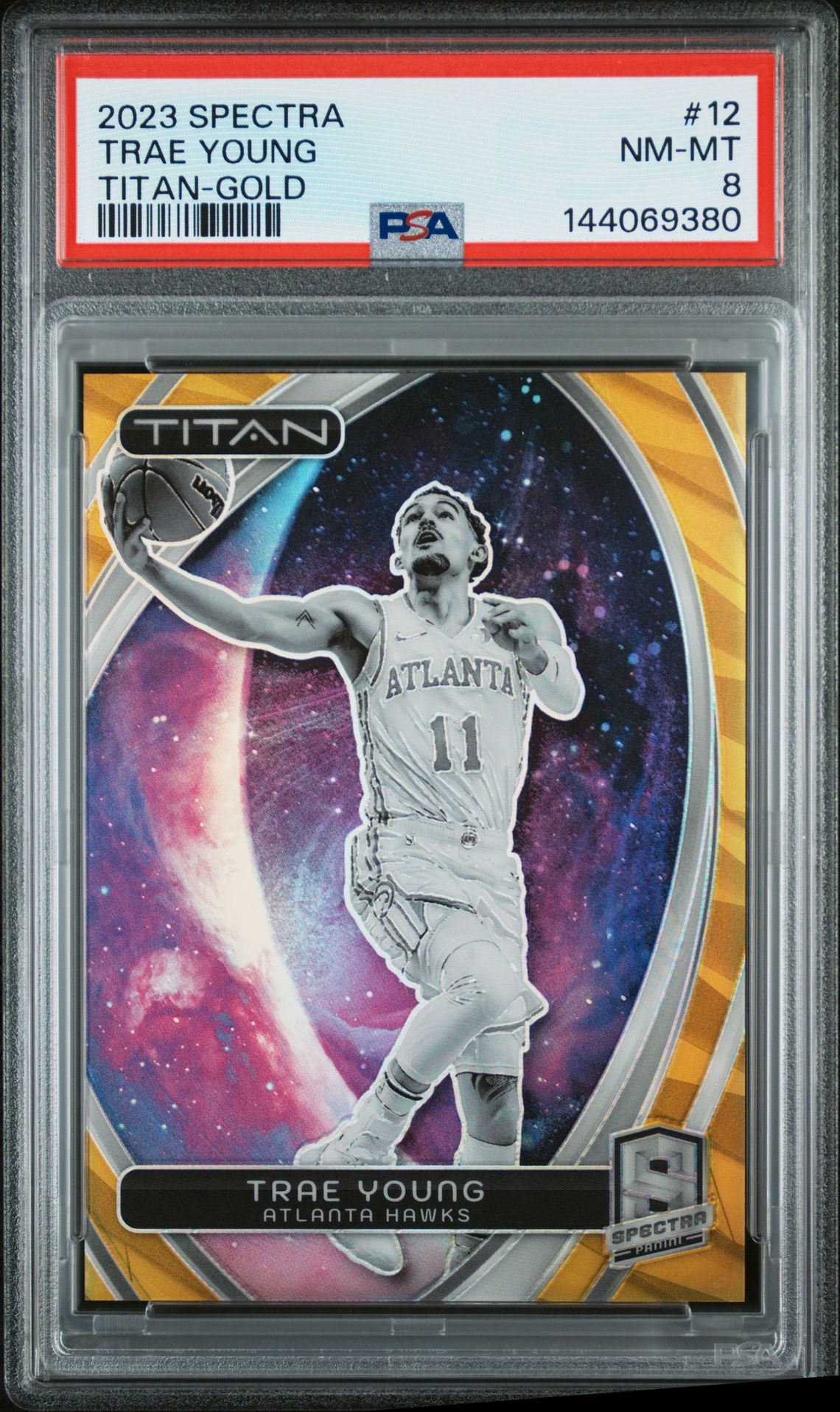 2023 Panini Spectra Titan Trae Young #12 (Titan-Gold) Nm-Mt 8 front