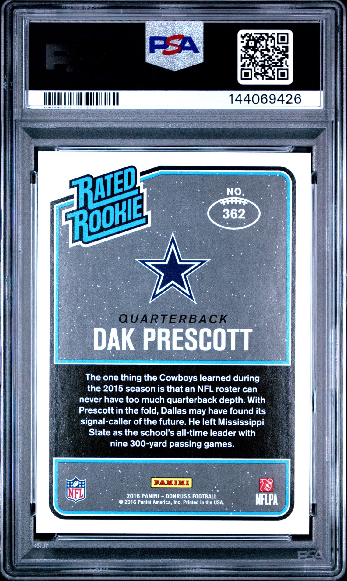 2016 Panini Donruss Dak Prescott #362 Mint 9 back
