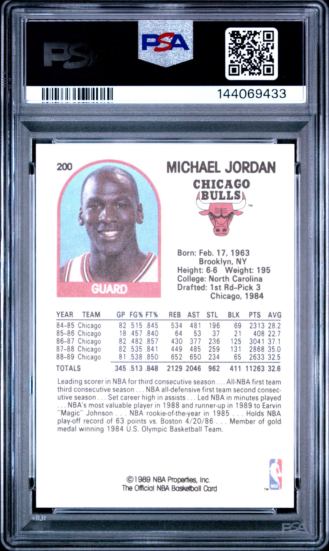 1989 Hoops Michael Jordan #200 Mint 9 back