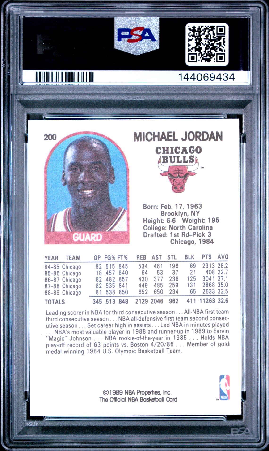 1989 Hoops Michael Jordan #200 Mint 9 back