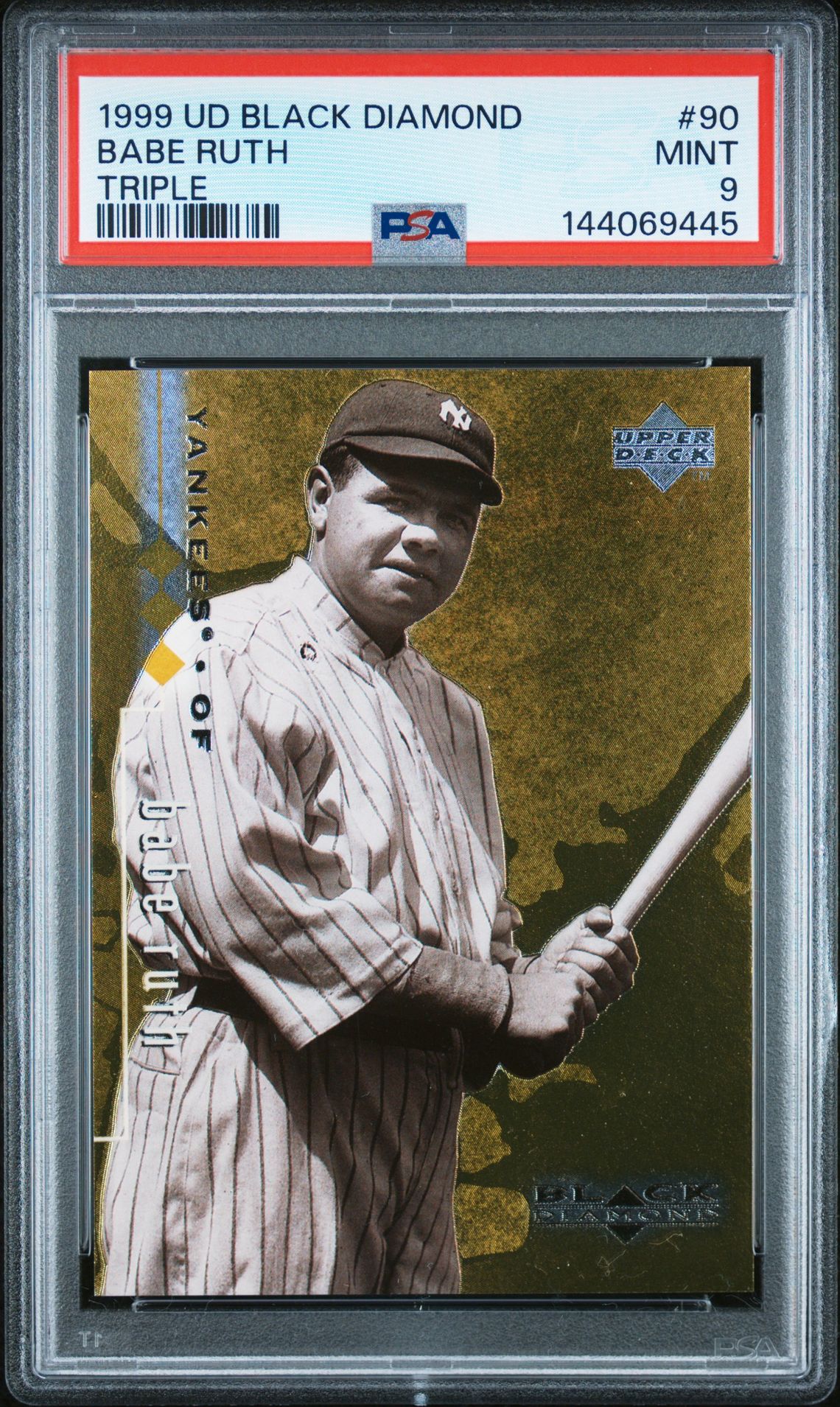 1999 Upper Deck Black Diamond Babe Ruth #90 (Triple) Mint 9 front