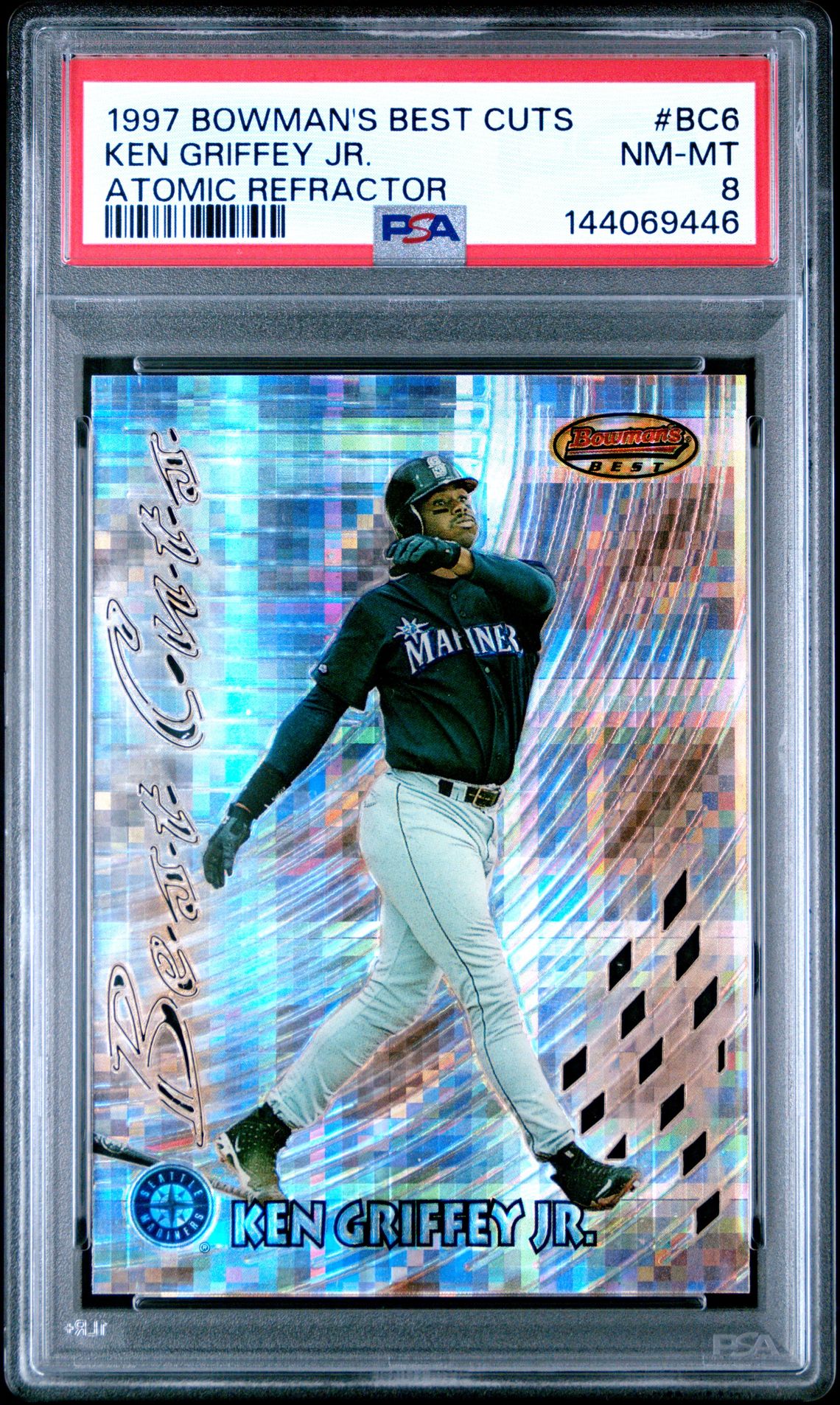 1997 Bowman's Best Cuts Ken Griffey Jr. #Bc6 (Atomic Refractor) Nm-Mt 8 front